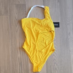 ICON Yellow One-Piece Swimwear with White Logo Tag
